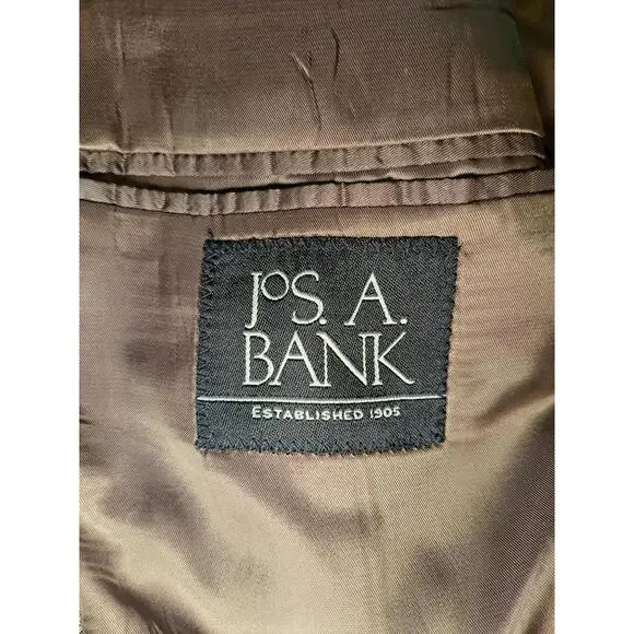 Jos A Bank 2 Piece Suit 42R 36x30 Brown Houndstooth Wool